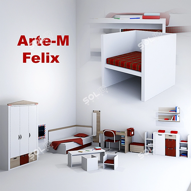 Arte-M Felix Kids Furniture Set 3D model image 1