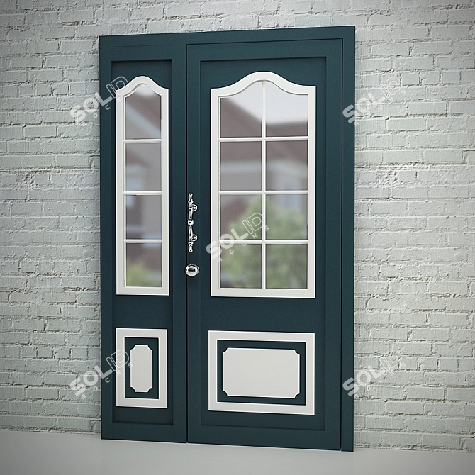 Elegant Entry Door - 1300mm Width 3D model image 1