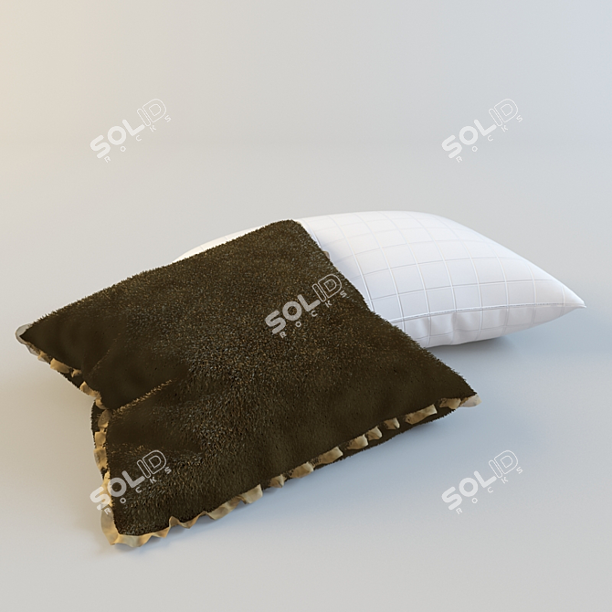 Luxury Faux Fur Pillows 3D model image 1