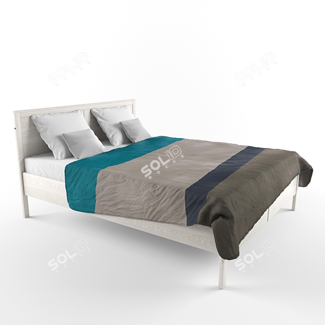 ASPELUND Bed Frame with Bedding Set 3D model image 1