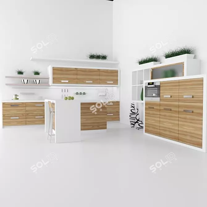 Stylish Kitchen Set 3D model image 1