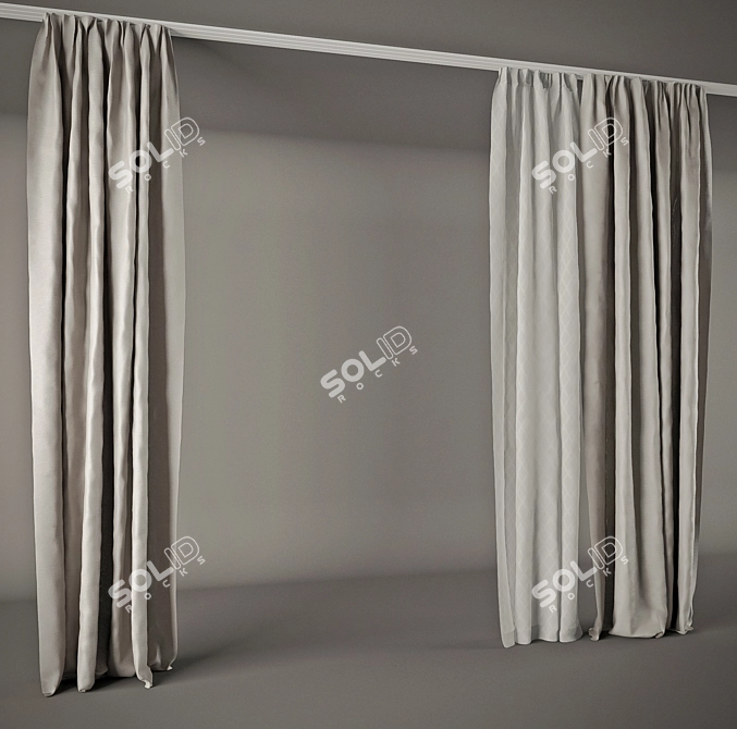 Highly Stylish Curtains for 2.7 Meter Ceiling 3D model image 1