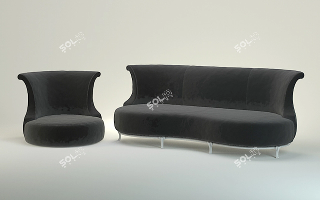 Title: Borderline Classic Divan & Chair 3D model image 1