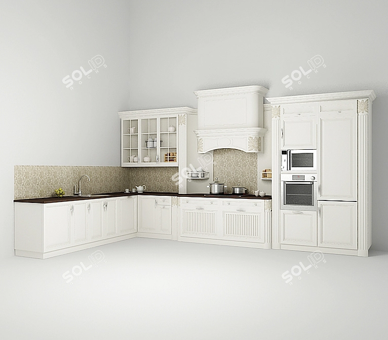 Elegant Martiny Kitchen 3D model image 1