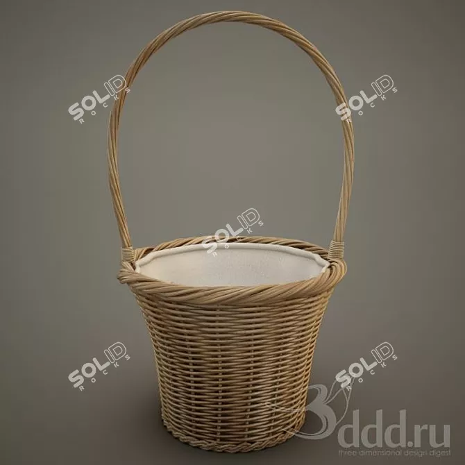 Stylish Woven Basket: Perfect for Close-ups 3D model image 1