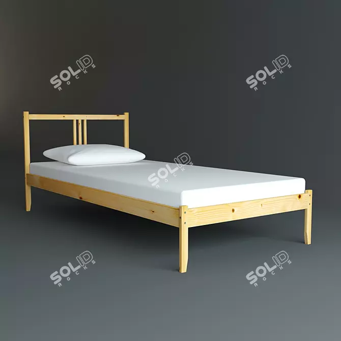 Elegant Pine Single Bed 3D model image 1