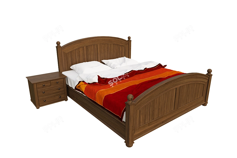 Country Style Bed 3D model image 1