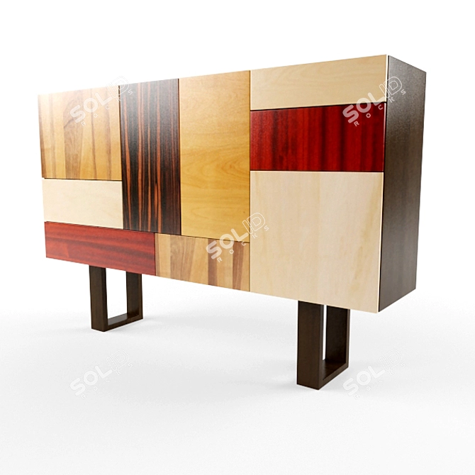 Elegant Patchwork Console Cabinet 3D model image 1