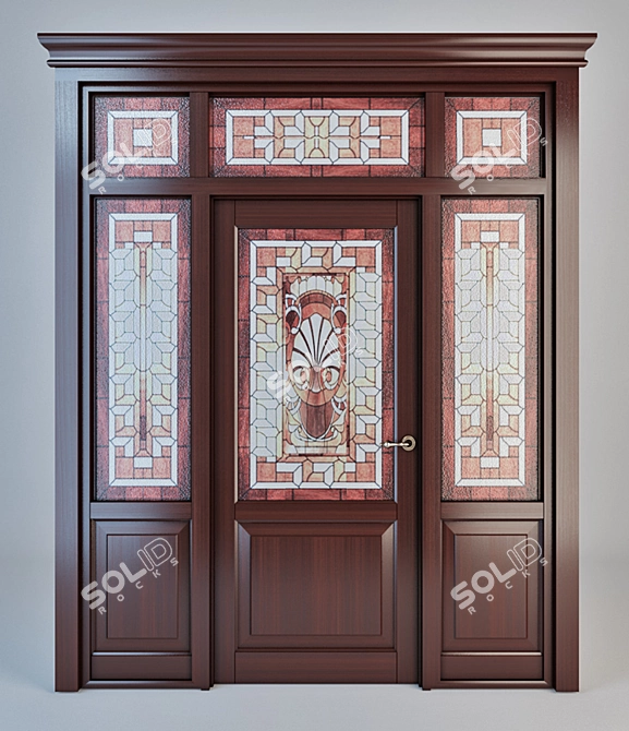 Exquisite Wooden Entry Door 3D model image 1