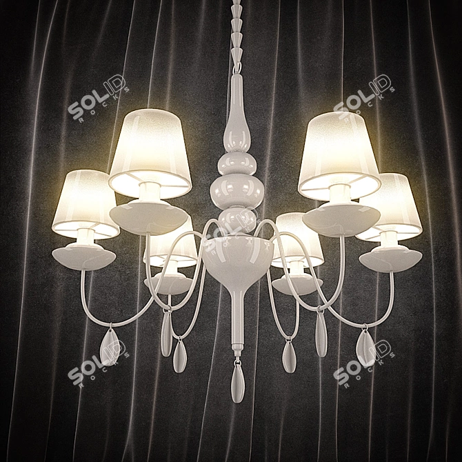 Sleek 6-Light Chandelier 3D model image 1