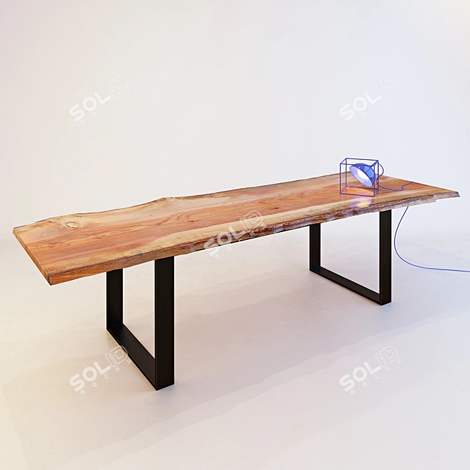 Natural Wood Slab Table 3D model image 1