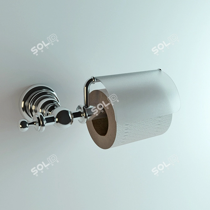 Sleek Chrome Toilet Paper Holder 3D model image 1