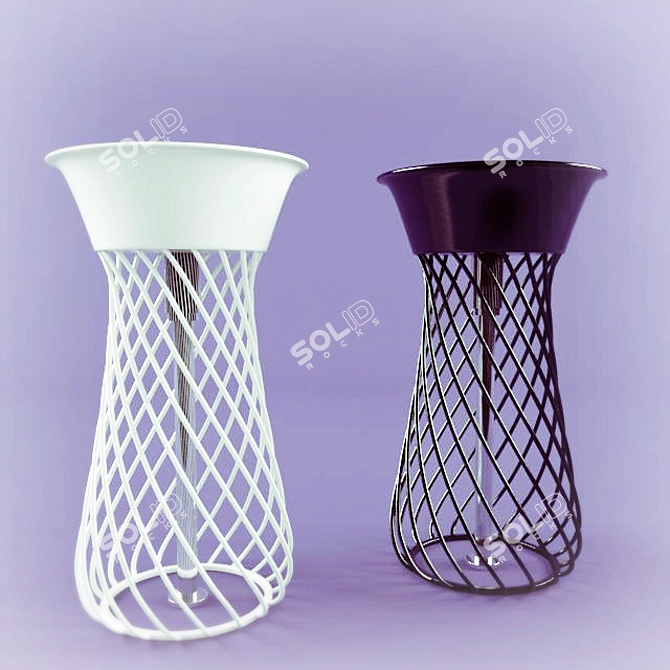 Wire W2 Ceramic Basin & Metal Stand 3D model image 1