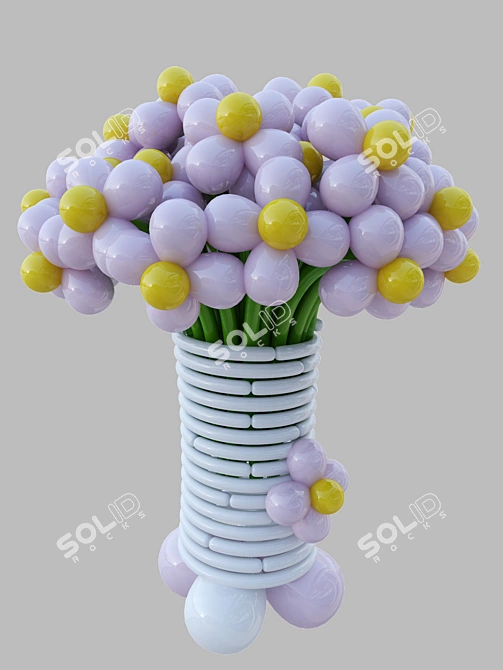 Colorful Party Balloons (Russian: Разноцветные воздушные шарики) 3D model image 1