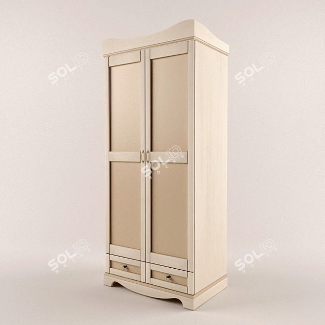 Classic Angel Two-Door Wardrobe 3D model image 1