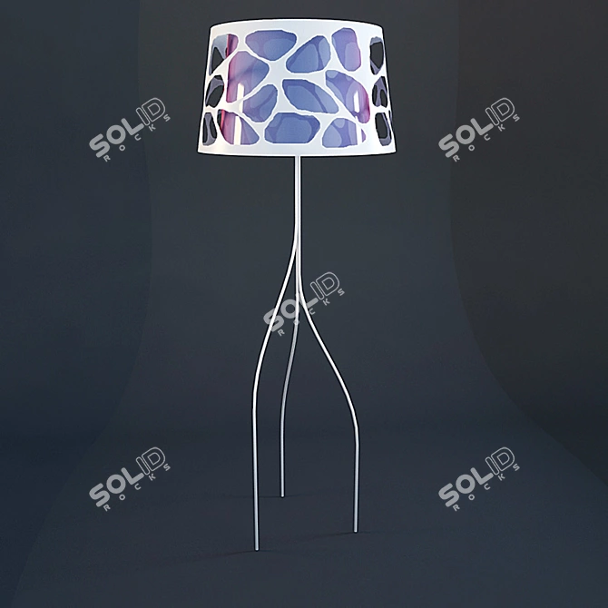 Organic Black 165cm Floor Lamp 3D model image 1