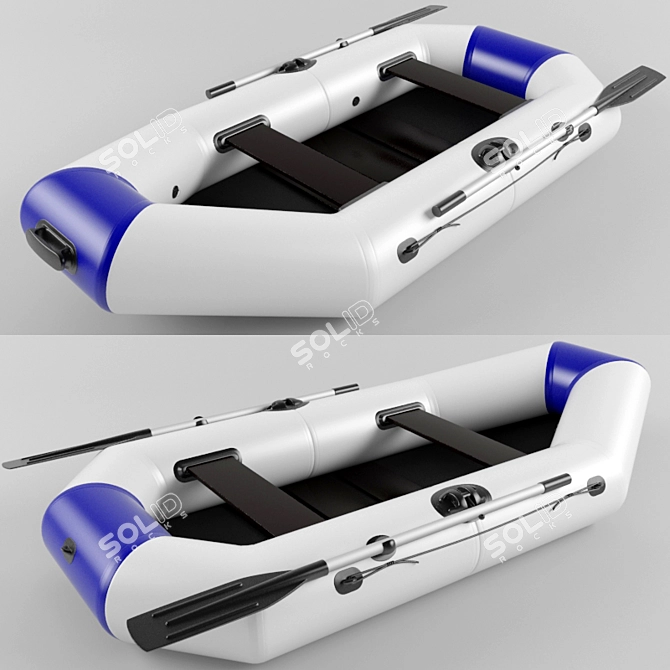 Inflatable Rubber Rowboat 3D model image 1