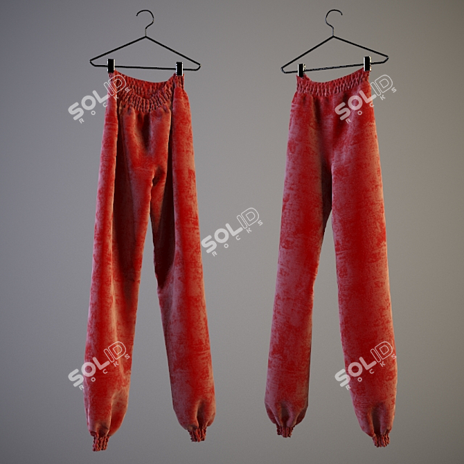 Sporty Shoulder-Hanging Pants 3D model image 1