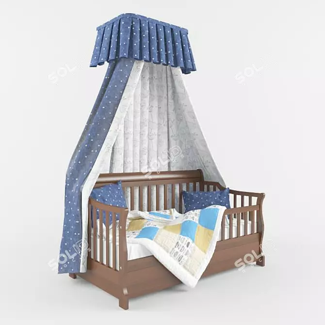 Title: Cozy Dreamland Kids Four Poster Bed 3D model image 1