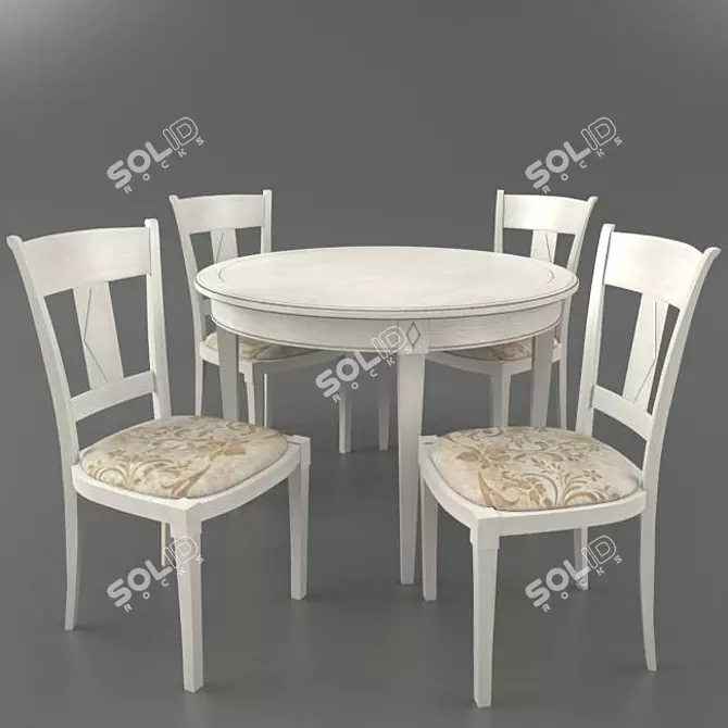 French Elegance: Bernard Siguier Dining Table 3D model image 1