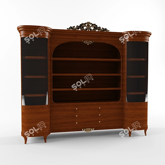 Sleek Wood Bookcase 3D model image 1