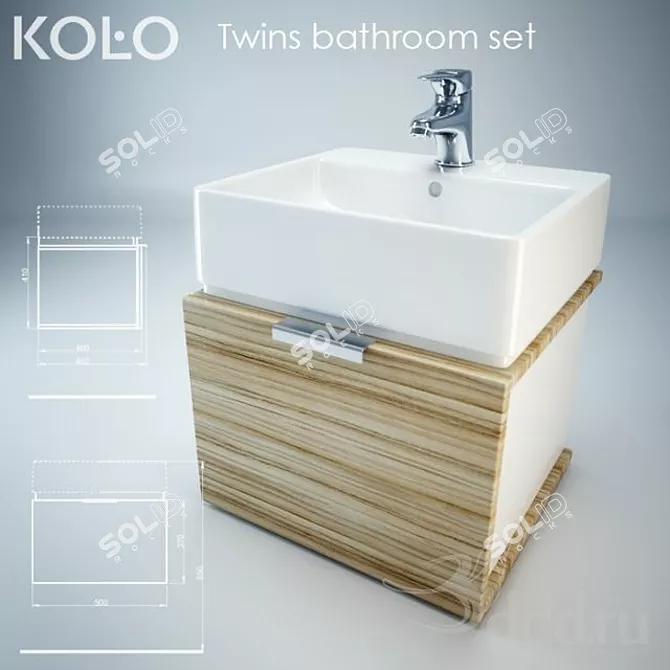 Kolo Twins Bathroom Set: Stylish & Functional 3D model image 1