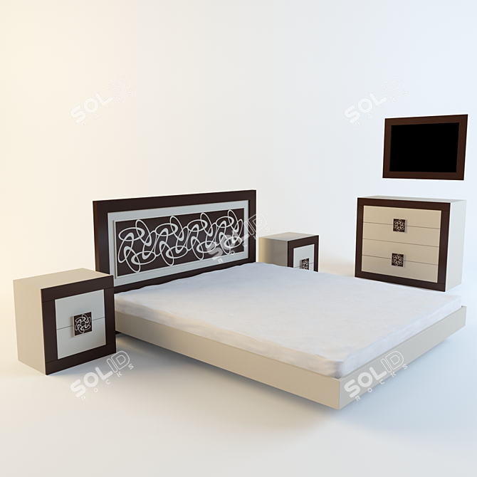 Elegant Ellipse Bedroom Set 3D model image 1