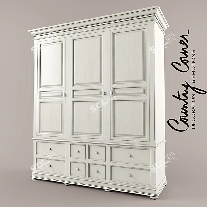 Provence Three-Door Wardrobe: Country Corner 3D model image 1