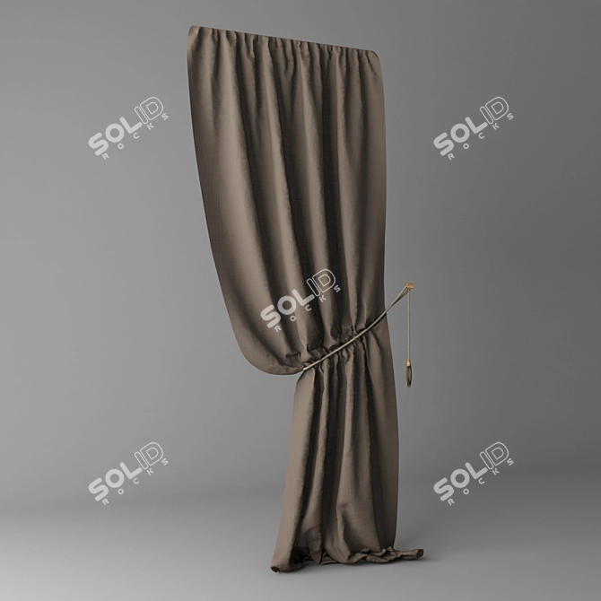 Contemporary Gathered Curtain 3D model image 1