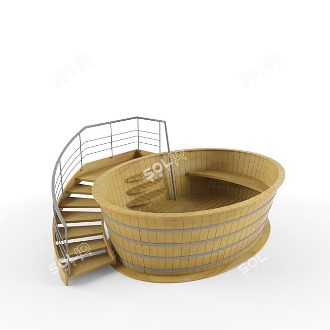 Rustic Wood Sauna Bucket 3D model image 1