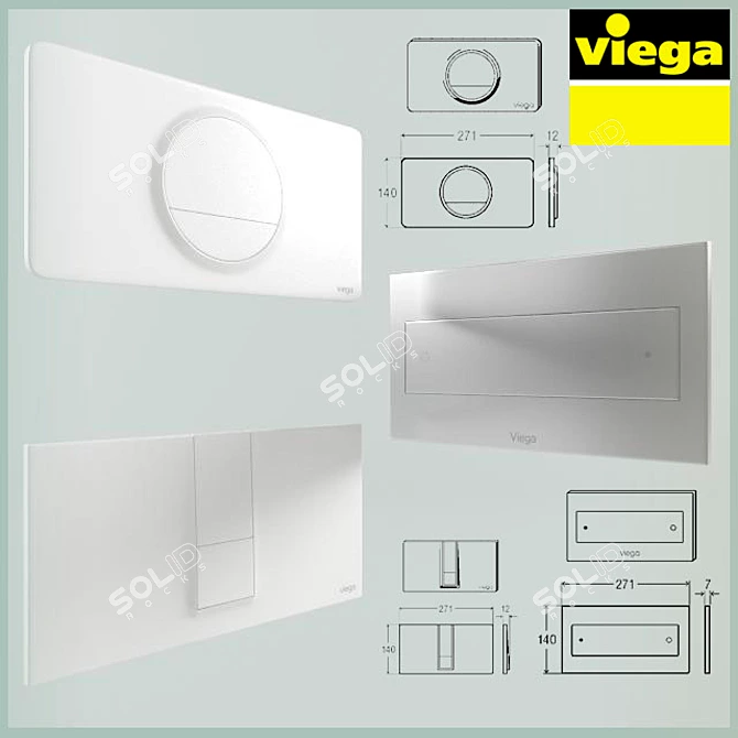 Stylish Flushing Buttons 3D model image 1