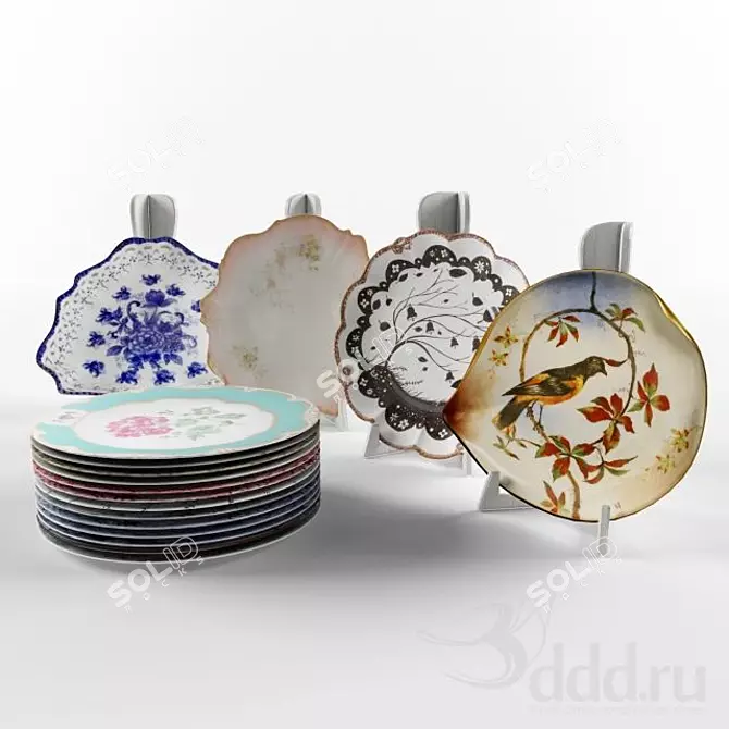 Elegant Plate Decor 3D model image 1