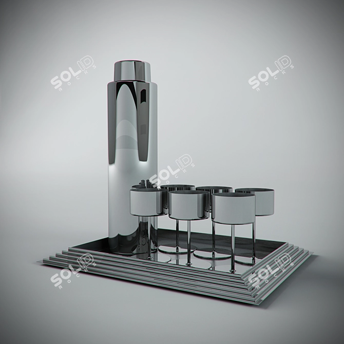 Classic Manhattan Cocktail Set 3D model image 1