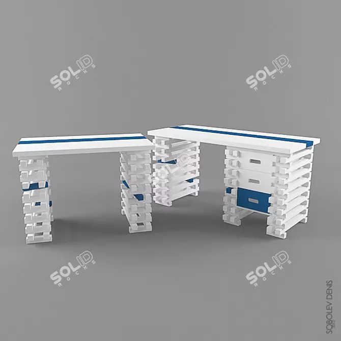 Handcrafted Wooden Table 3D model image 1