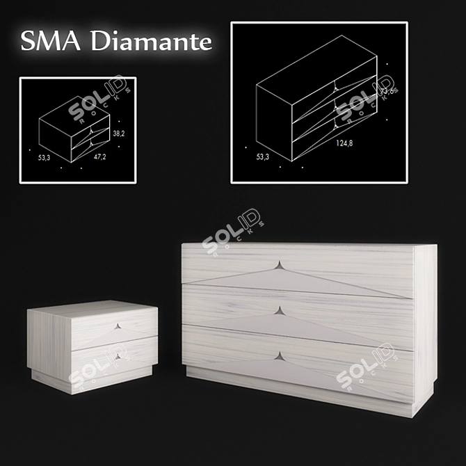 SMA Diamante - Frassino Magnolia Mirror 3D model image 1