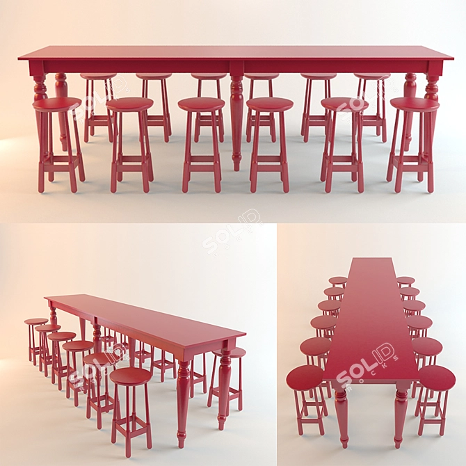 Sleek Bar Table Set 3D model image 1