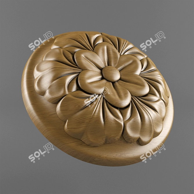 Elegant Carved Rosette 3D model image 1