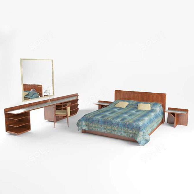 Elegant Concord Bedroom Set 3D model image 1
