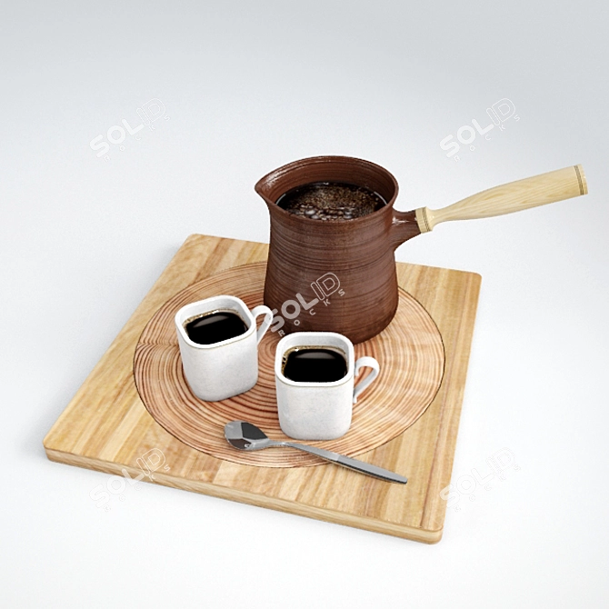 Title: Abkhazian Ceramic Coffee Set 3D model image 1