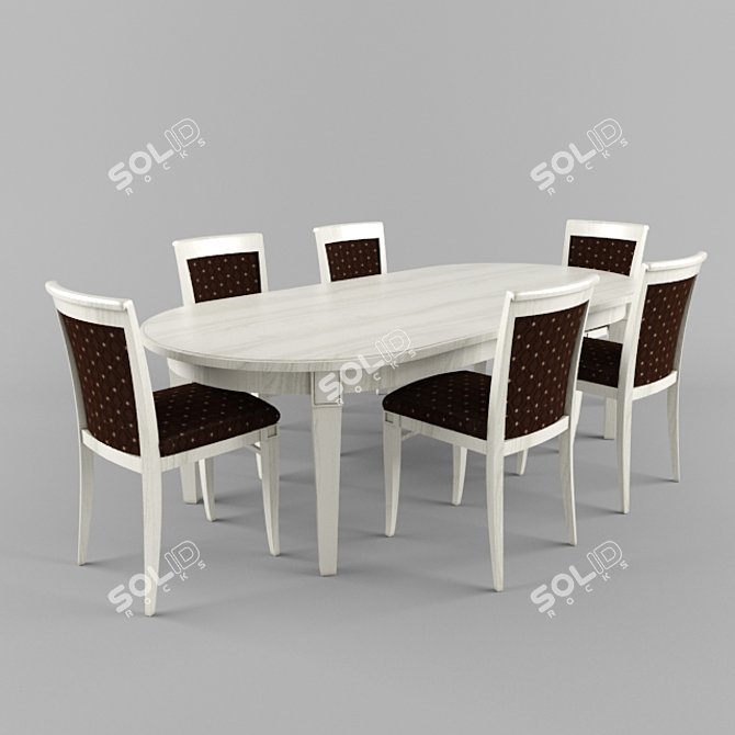 Elegant Selva Dining Set 3D model image 1