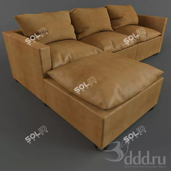 Delillah Leather Sofa 3D model image 1