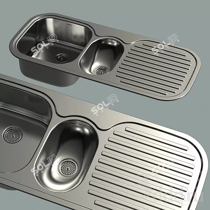 Stainless Steel Kitchen Sink 3D model image 1