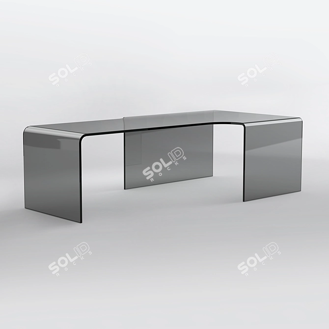 Sleek Bent Glass Dining Table 3D model image 1