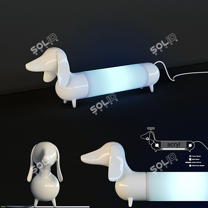 Milki Dog Lamp: A Playful Glow for your Pup 3D model image 1