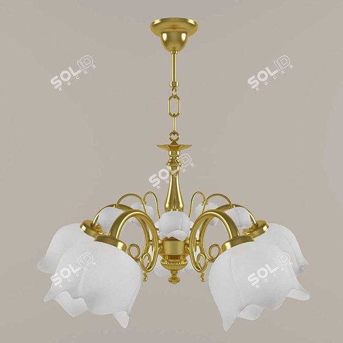 Possoni Gold Matte Glass Chandelier 3D model image 1