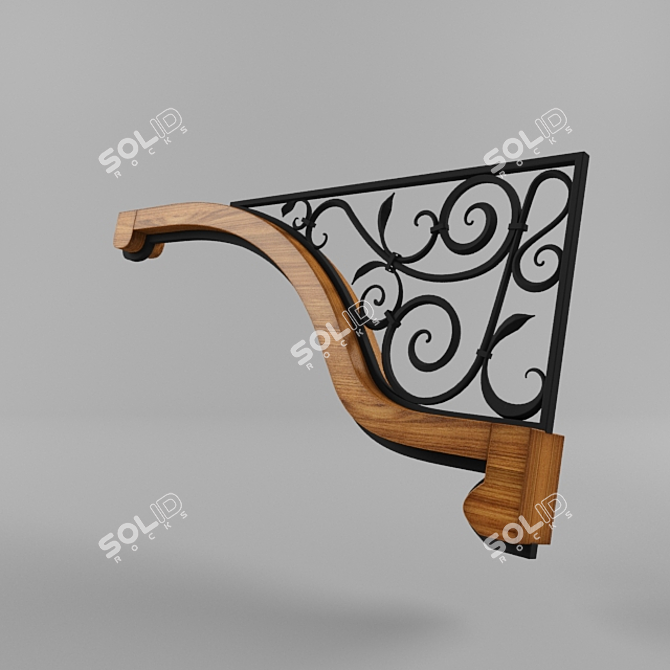 Entryway Bracket - Wood and Metal 3D model image 1