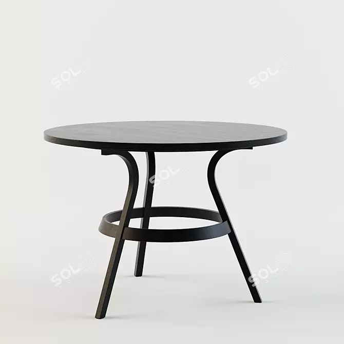 Rustic Round Wood Table 3D model image 1
