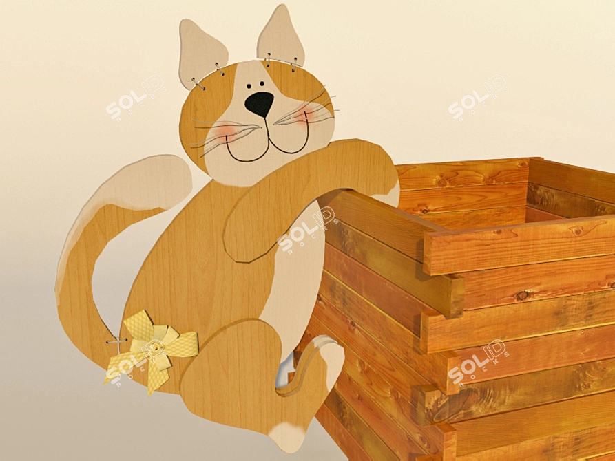 Title: Handcrafted Wooden Cat Climber 3D model image 1