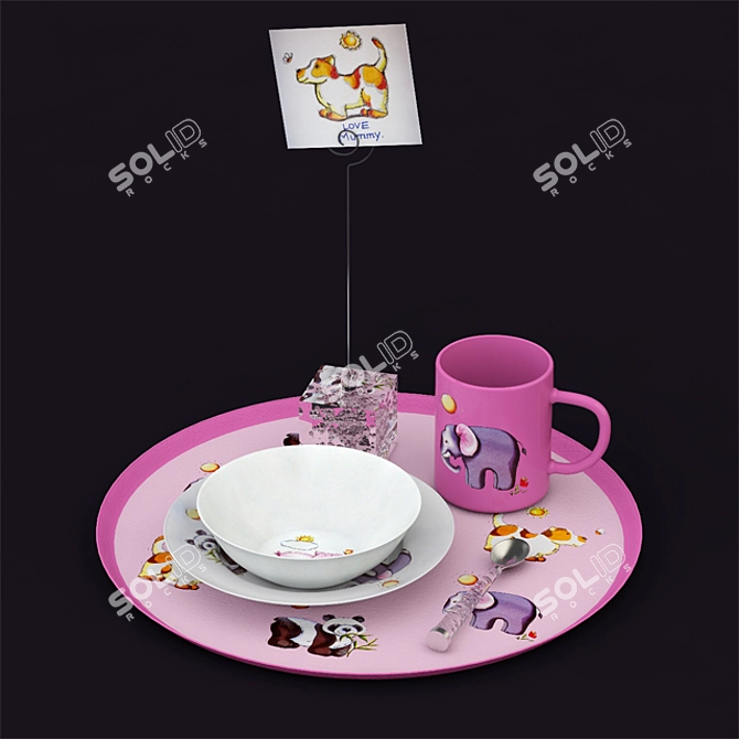 Funshine Kids Tableware Set 3D model image 1