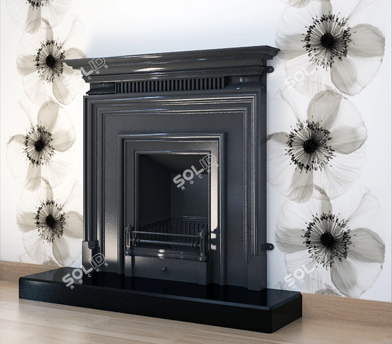Elegant Royal Narrow Fireplace 3D model image 1